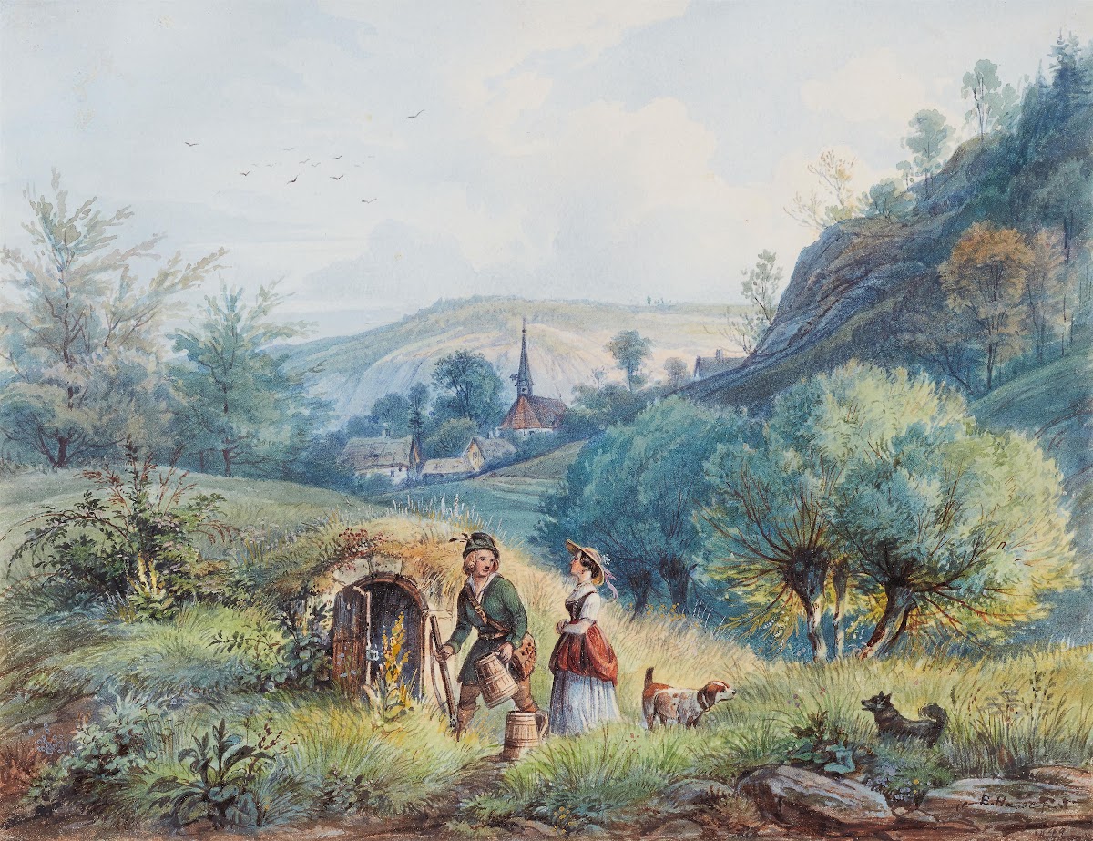 Junges Bauernpaar Am Weinkeller 1849