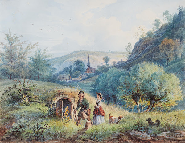 Junges Bauernpaar Am Weinkeller 1849