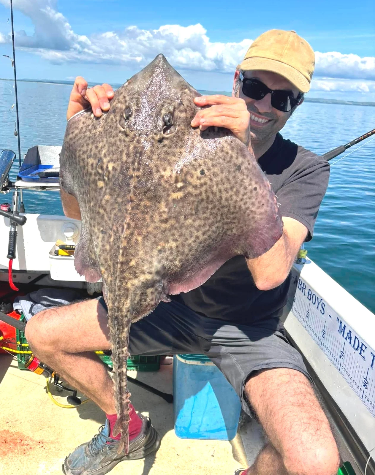 Dan Frazer with a Thornback Ray caught on half mackerel at Luce Bay