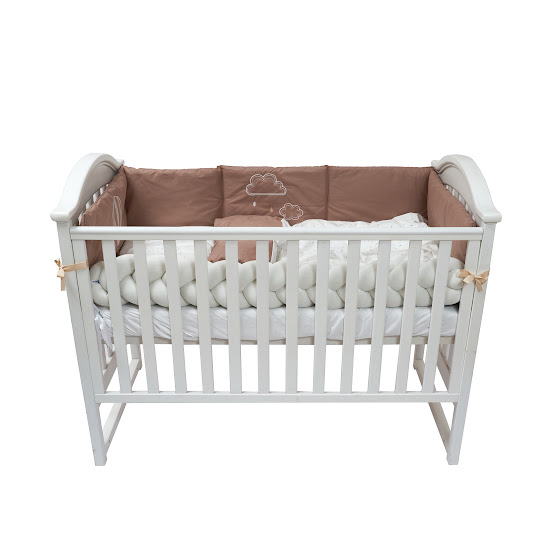 Bedding set for a baby crib 7 el Twins Fluffy Puffy Mocca beige dark