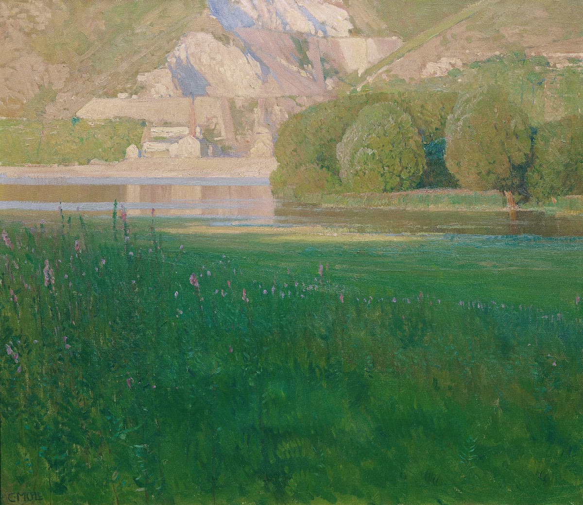 Abenddämmerung Steinbruch an der Donau 1902
