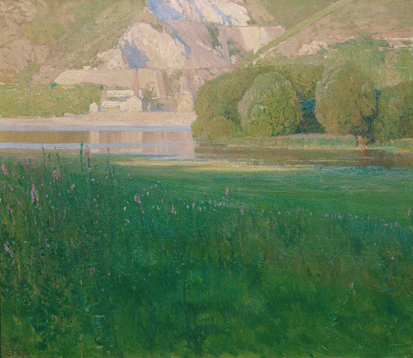 Abenddämmerung Steinbruch an der Donau 1902