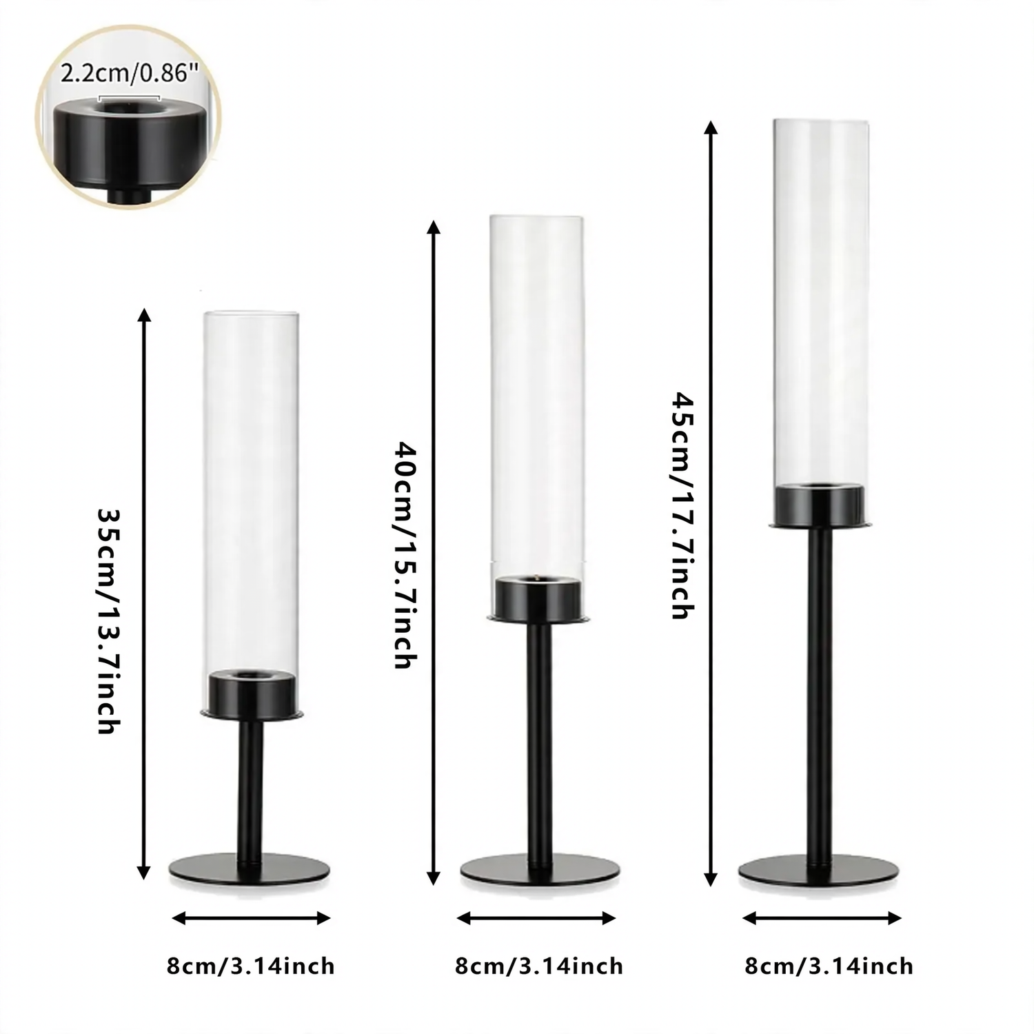 Elegant candle holder made of glass and metal