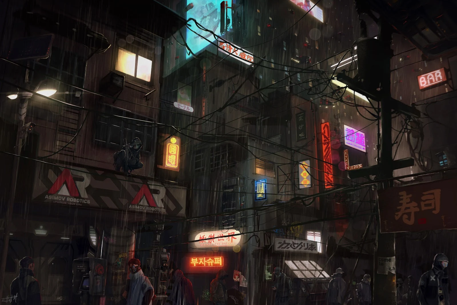 Rainy Neon Cyberpunk Alleyway - Cyberpunk Digital Art 5K Wallpaper (6000x4000)