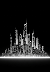 Monochromatic Cityscape Silhouette