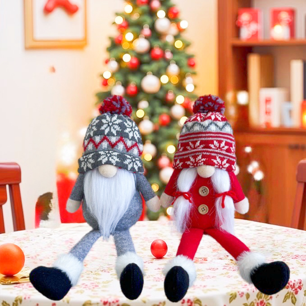 Christmas gnome with long legs, textile mix