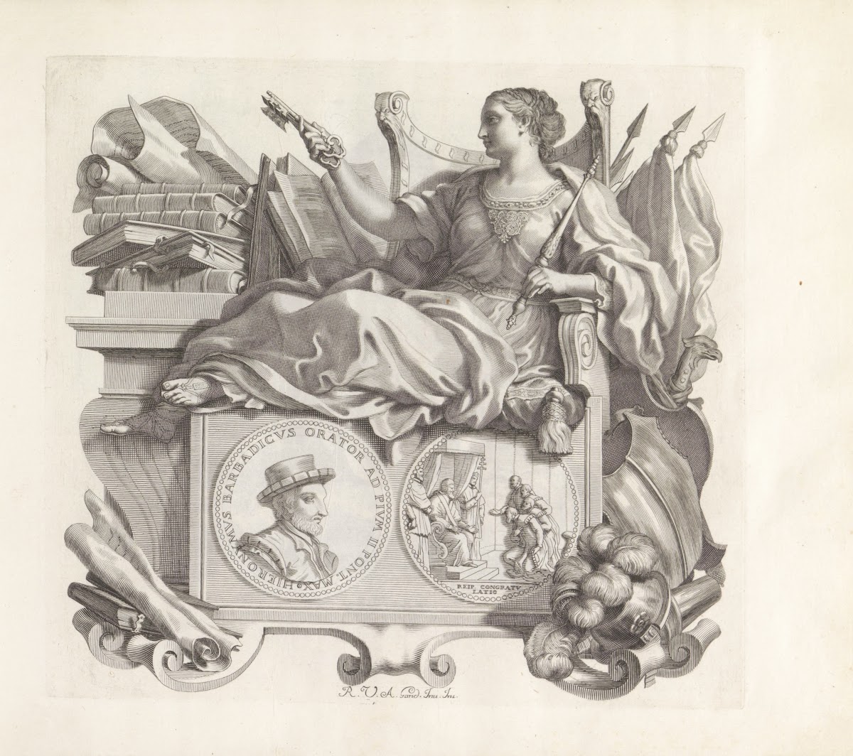 Portret van Girolamo Barbarigo en de personificatie van Gezag 1673 1743