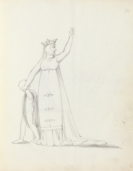 Mrs Siddons leading child by the hand with left arm raised 1783