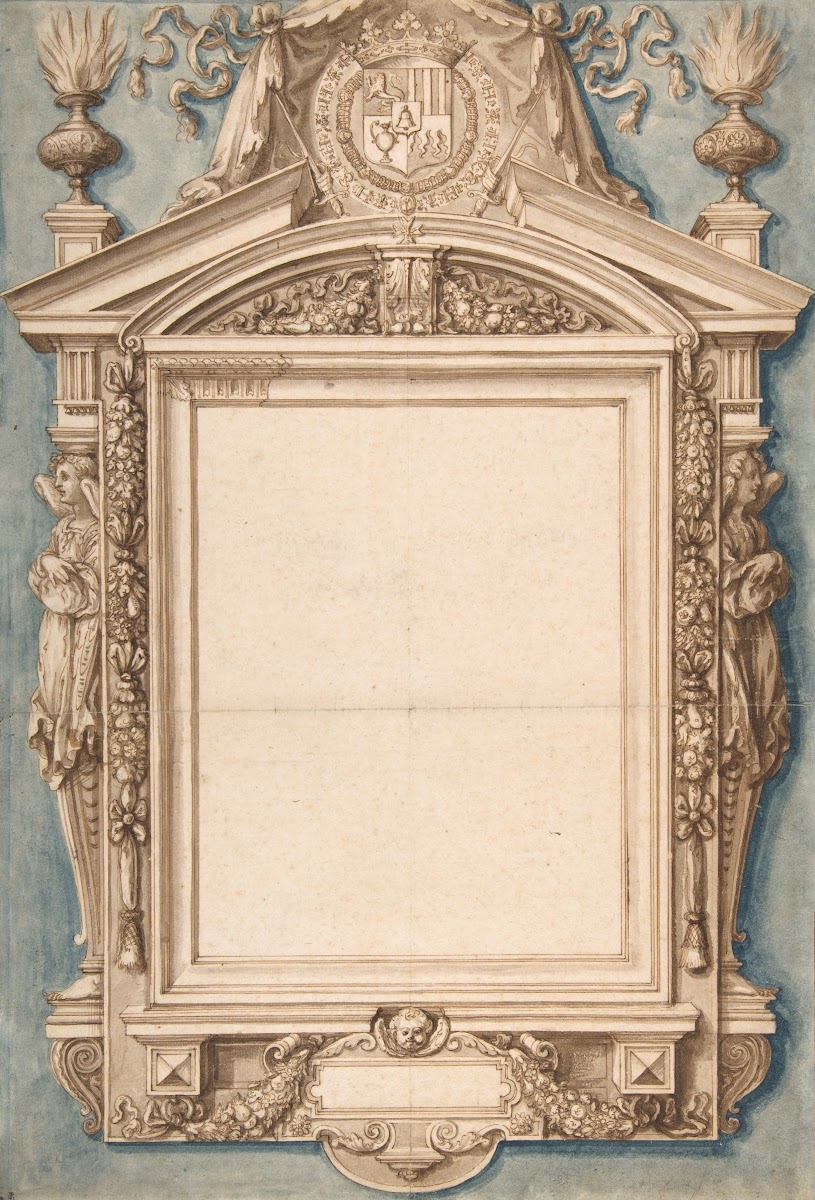 Design For The Frame Of A Funerary Plaque With The Coat Of Arms Of Roger II De S