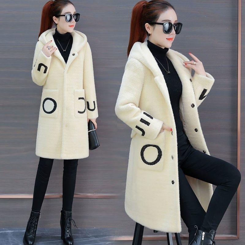 Lamb Fleece Coat, Mid-Length, Women's