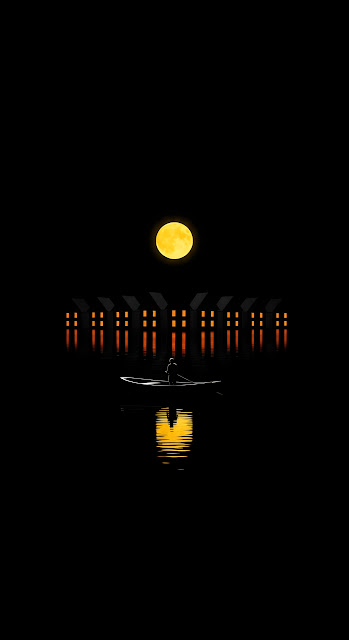 Minimal Dark Night Village Reflection Digital Art - Free mobile Wallpaper