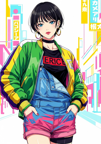 Vibrant Anime Streetwear Girl