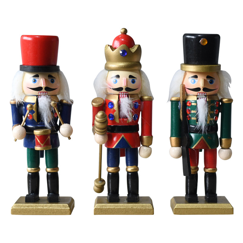Set of 3 Wooden Nutcracker Soldiers, 15 cm