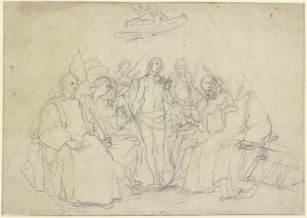 Der Heilige Sebastian von einer Märtyrergruppe umgeben ca 1600