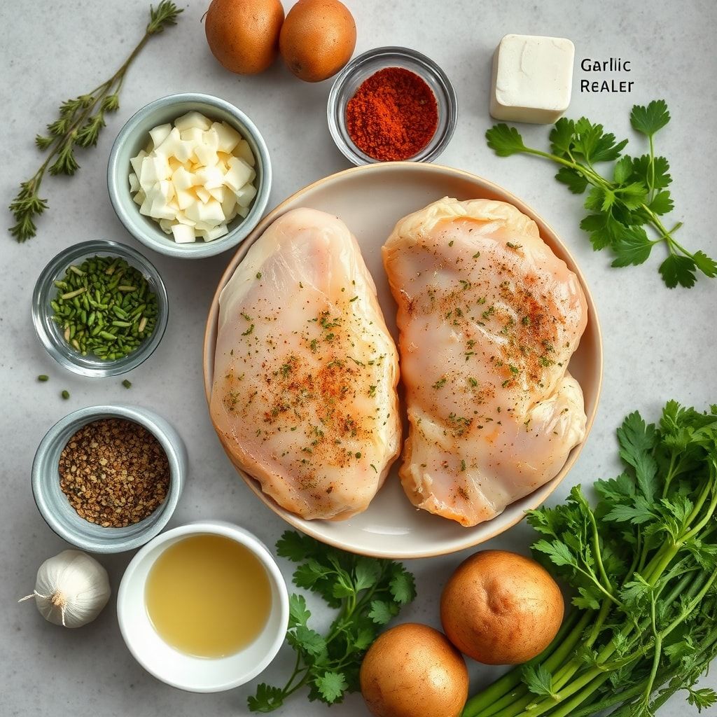 Ingredients for Garlic Parmesan Chicken Thighs and Potatoes – Easy One-Pan Weeknight Dinner