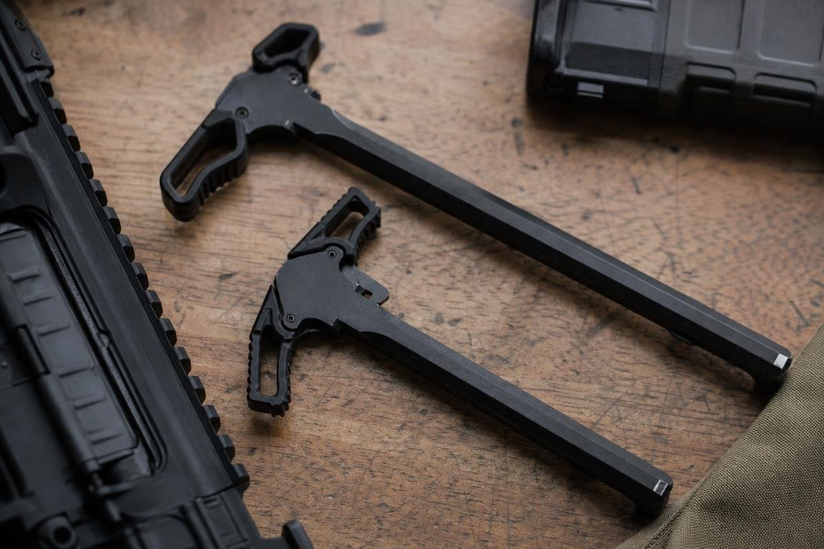 AR 15 charging handle types standard vs extended comparison