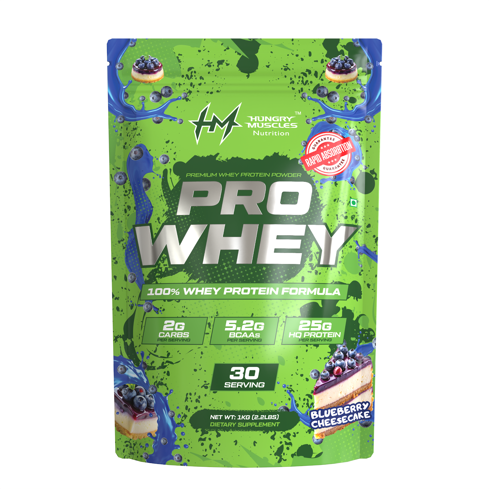 Hungry Muscles Pro Whey — Blueberry Cheese Cake, 1 KG