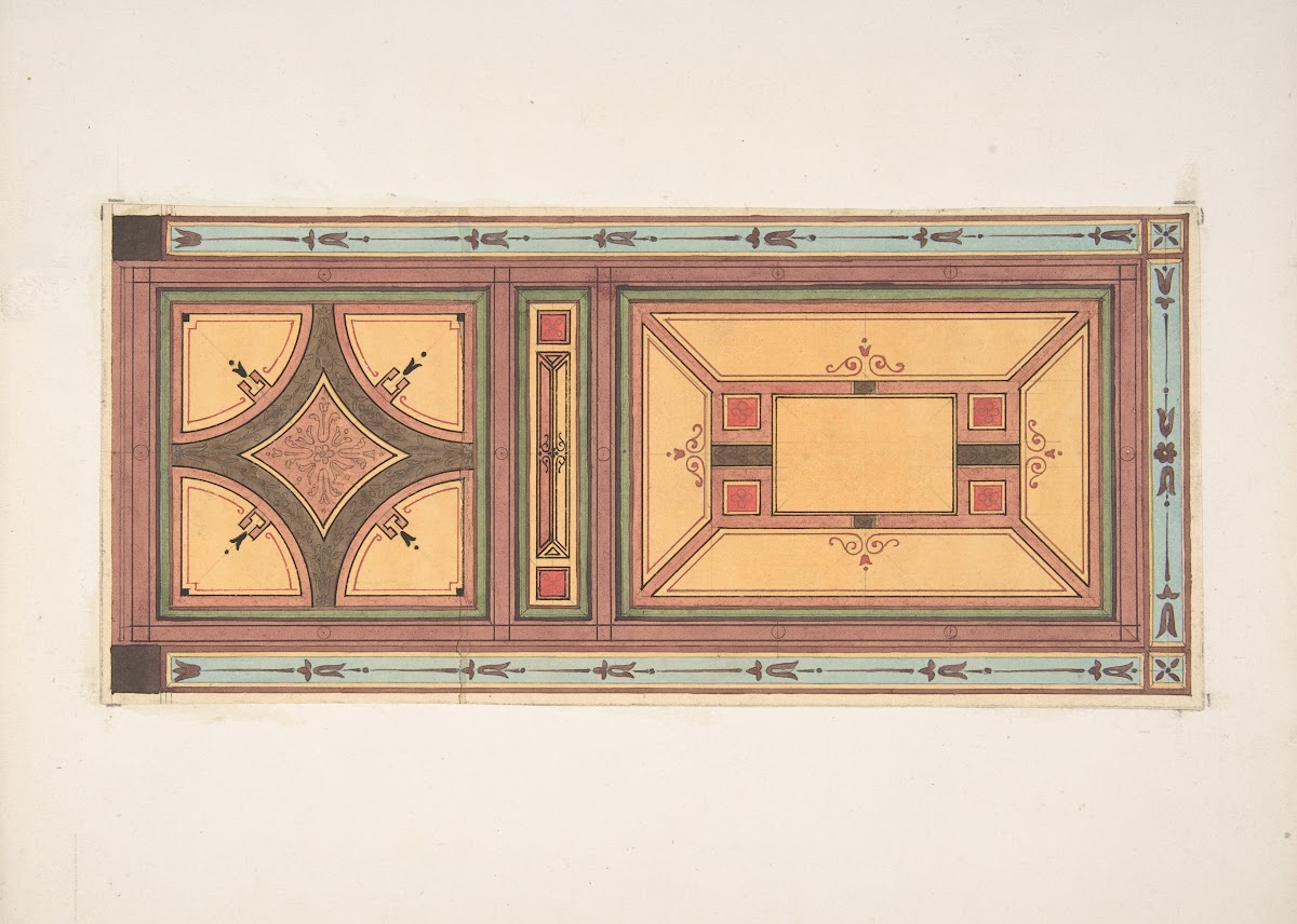 Pompeiian Design for Paneling 19th Century