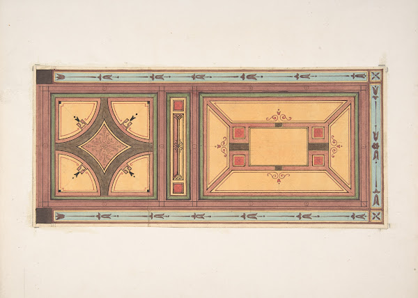Pompeiian Design for Paneling 19th Century