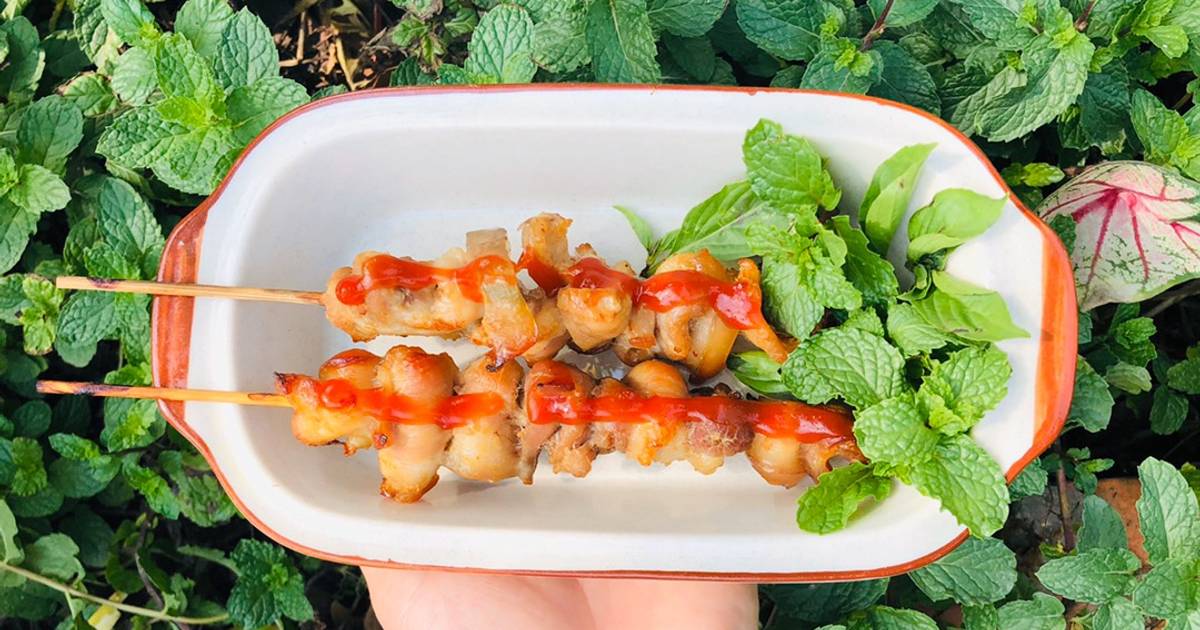 Thịt ba rọi nướng xiên que-ăn dặm