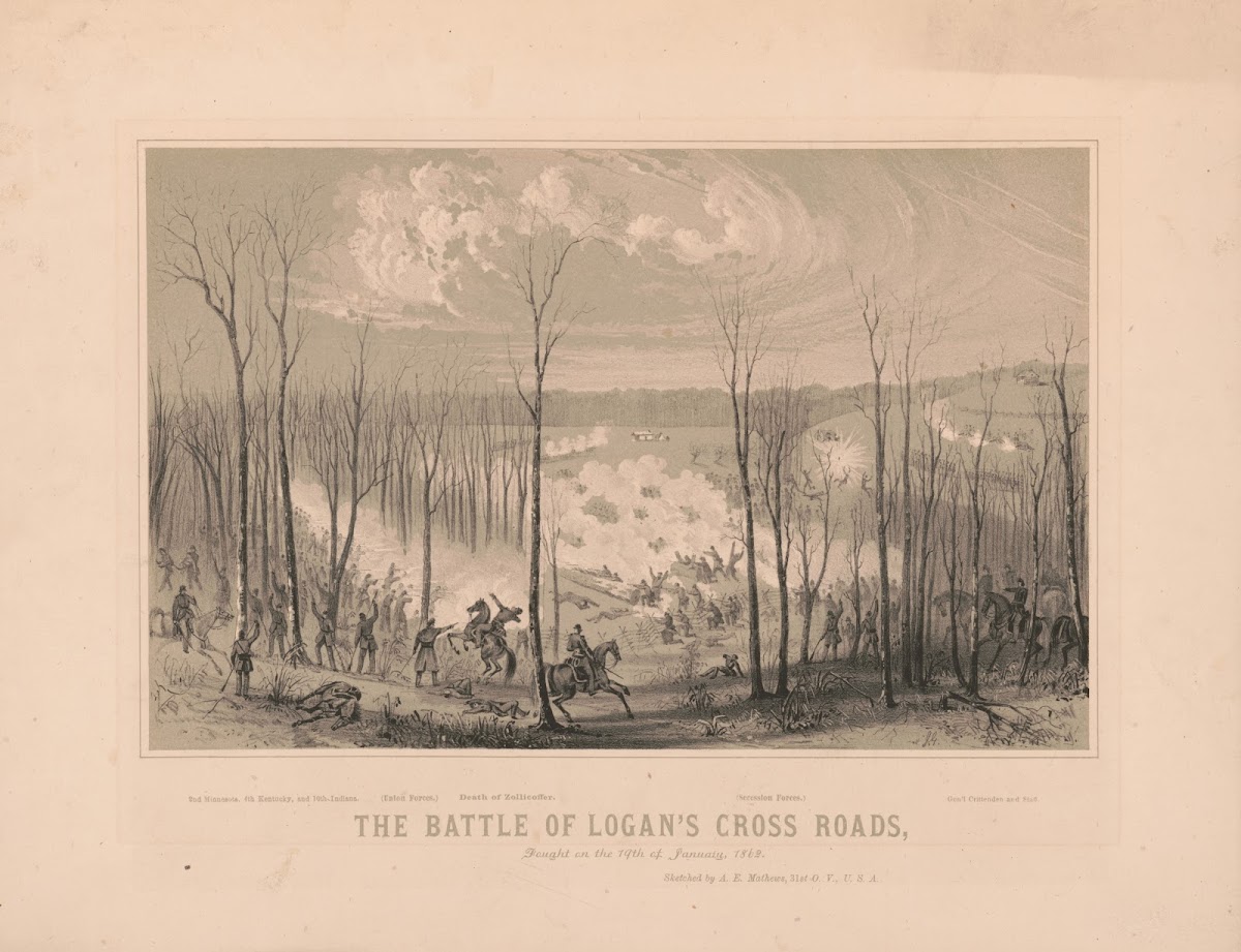 The battle of Logans cross roads fought on the 19th of January 1862 19th century