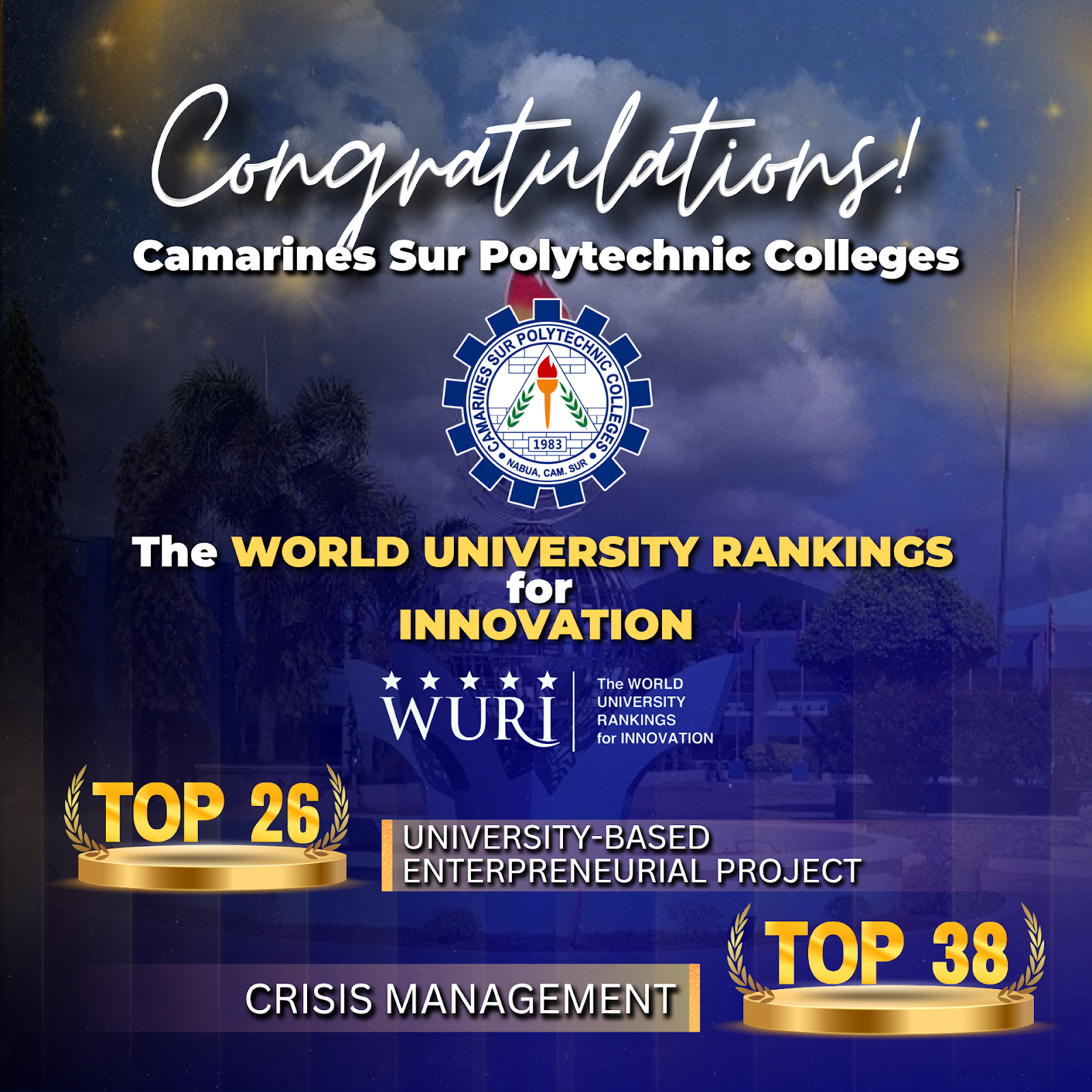 𝗖𝗼𝗻𝗴𝗿𝗮𝘁𝘂𝗹𝗮𝘁𝗶𝗼𝗻𝘀 𝘁𝗼 𝗖𝗮𝗺𝗮𝗿𝗶𝗻𝗲𝘀 𝗦𝘂𝗿 𝗣𝗼𝗹𝘆𝘁𝗲𝗰𝗵𝗻𝗶𝗰 𝗖𝗼𝗹𝗹𝗲𝗴𝗲𝘀 𝗳𝗼𝗿 𝗺𝗮𝗸𝗶𝗻𝗴 𝘄𝗮𝘃𝗲𝘀 𝗶𝗻 𝘁𝗵𝗲 𝗪𝗼𝗿𝗹𝗱 𝗨𝗻𝗶𝘃𝗲𝗿𝘀𝗶𝘁𝘆 𝗥𝗮𝗻𝗸𝗶𝗻𝗴𝘀 𝗳𝗼𝗿 𝗜𝗻𝗻𝗼𝘃𝗮𝘁𝗶𝗼𝗻 𝟮𝟬𝟮𝟲! 🎉✨