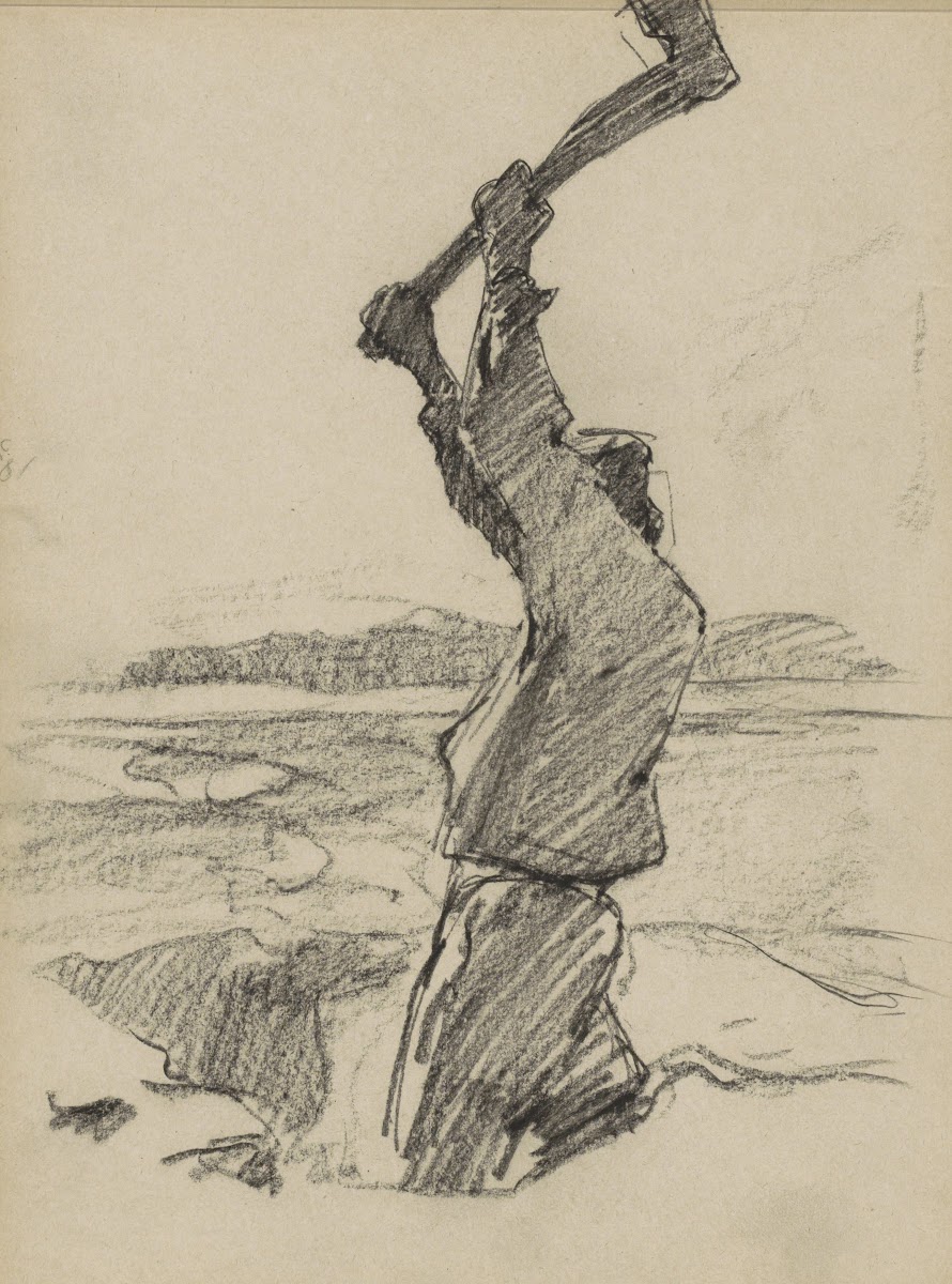 Man met opgeheven bijl 1884 1887