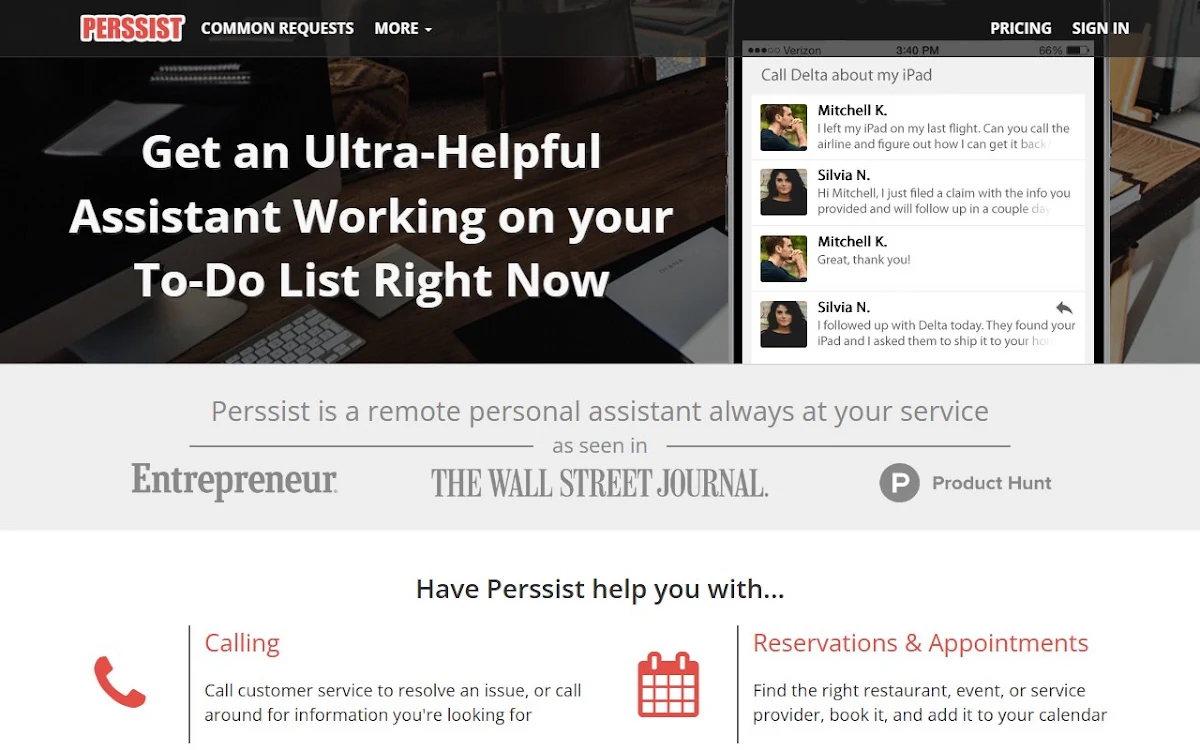 Captura de Perssist Virtual Assistants