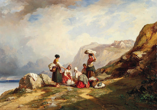 Washerwomen at a mountain lake 1840