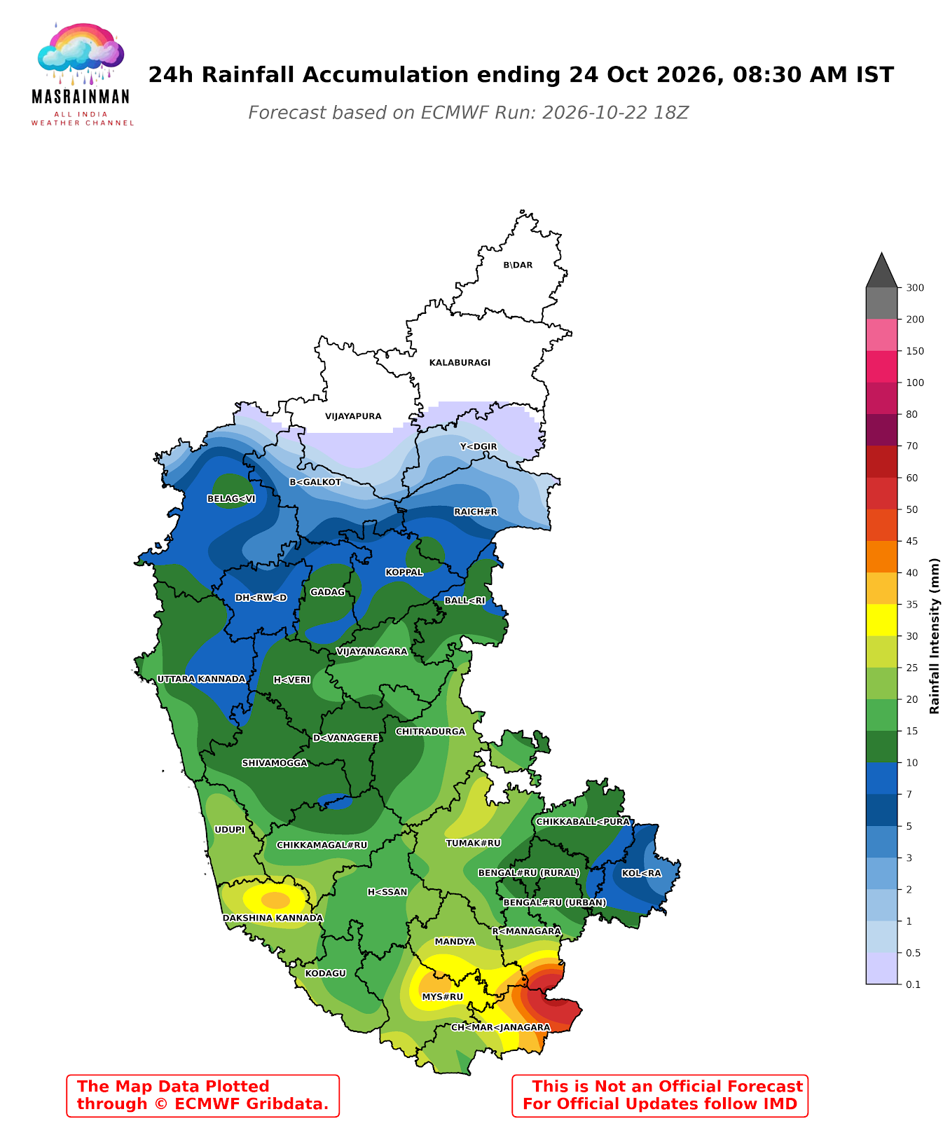 Karnataka rainfall forecast 23 Oct 2026 - MasRainman