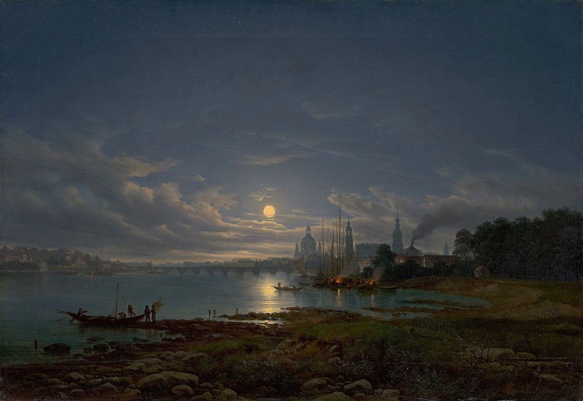 Ansicht auf Dresden Mondschein 1846
