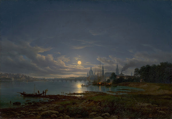 Ansicht auf Dresden Mondschein 1846