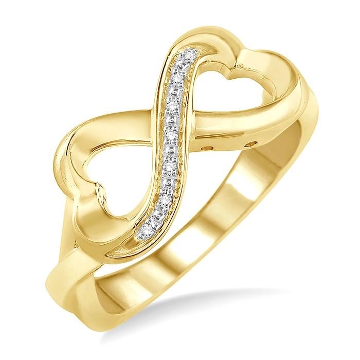 Gold Vermeil Infinity Heart Shape Diamond Fashion Ring
