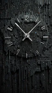 Abstract Clock Face on Dark Textured Digital Art Wall