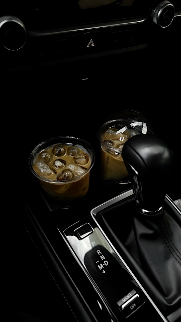 Iced Coffee Cups in Car Center Console at Night - Free mobile Wallpaper