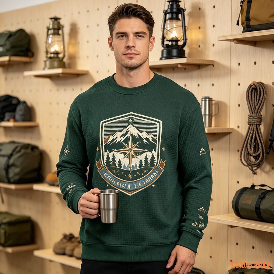 AOP Waffle Knit Crewneck Sweatshirt