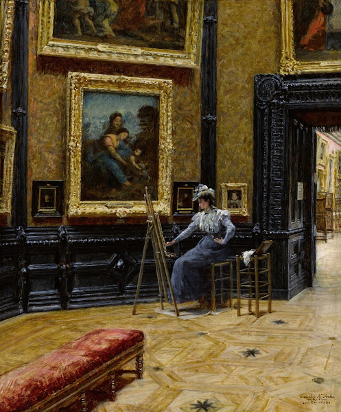 An Elegantly Dressed Copyist at the Louvre