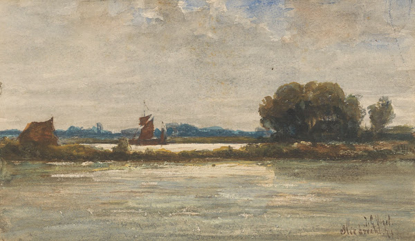 Riviergezicht Bij Sliedrecht Met Zeilschip 1871