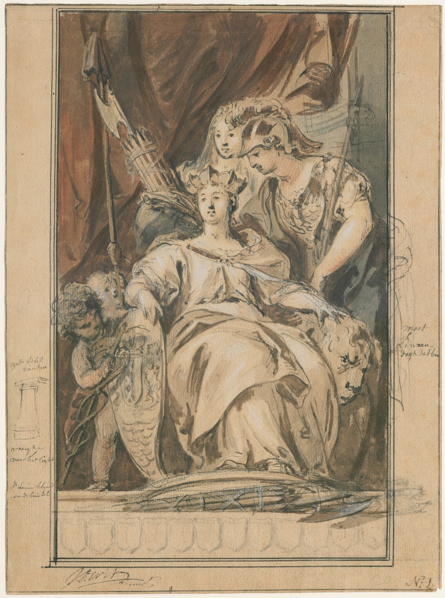 The personification of the city of Amsterdam enthroned 1741
