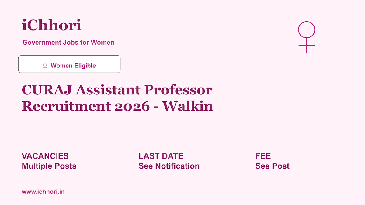 CURAJ Assistant Professor Recruitment 2026 - Walkin - iChhori