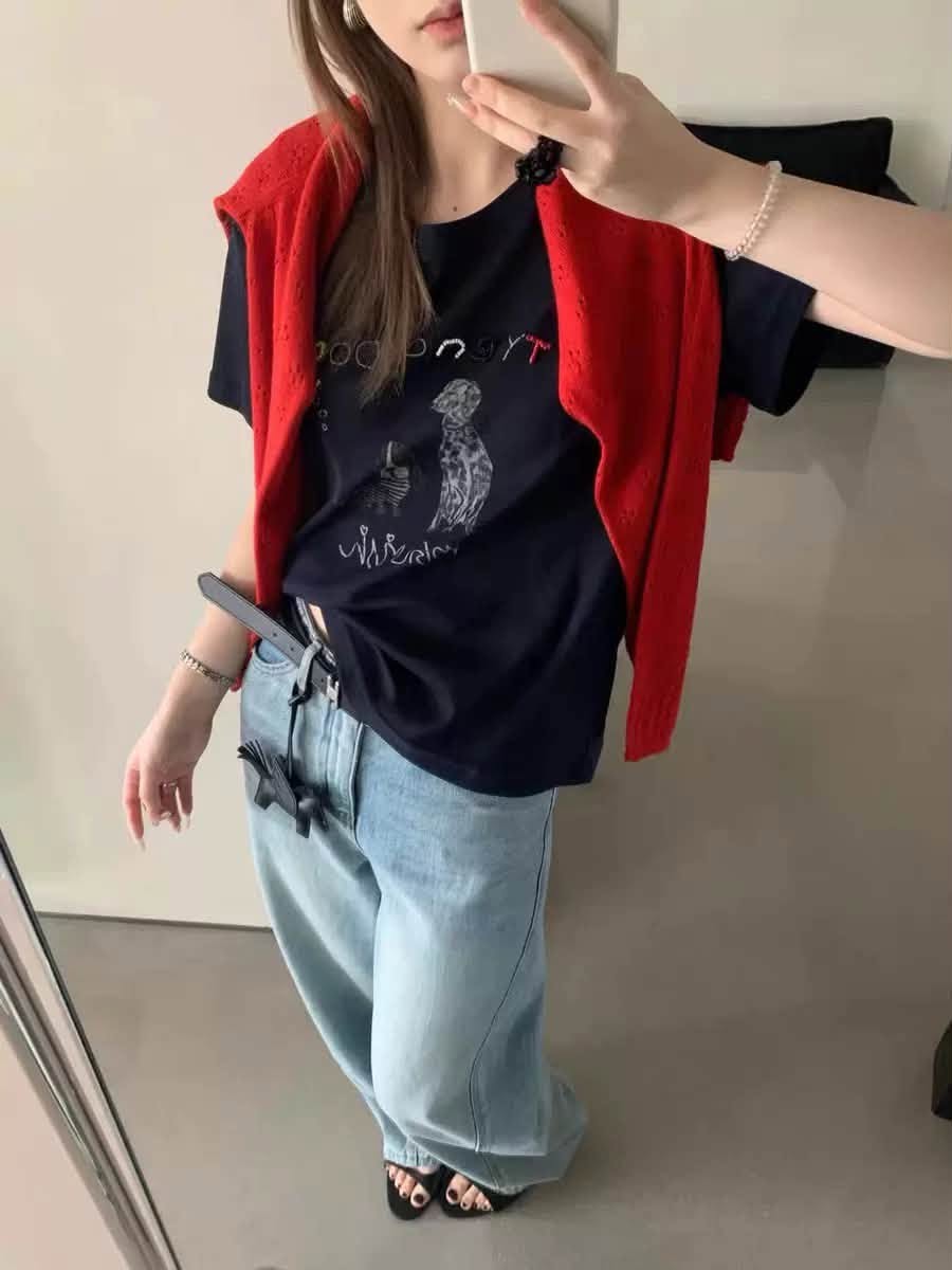 Áo thun ngắn tay cổ tròn in hình chú chó SPOTS XONXEN SHOP 88770