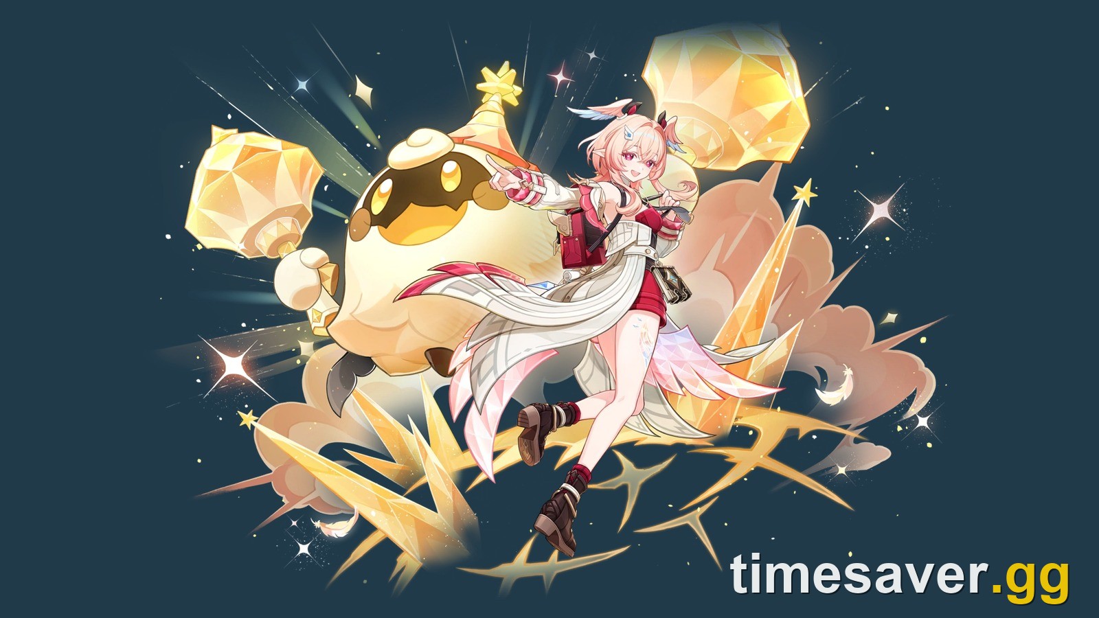 Linnea with her companion Lumi, a Geo Lunar-Crystallize teammate for Zibai