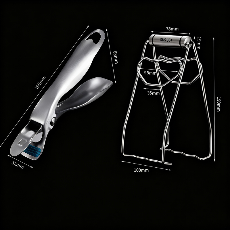 Stainless steel bowl tongs with heat protection