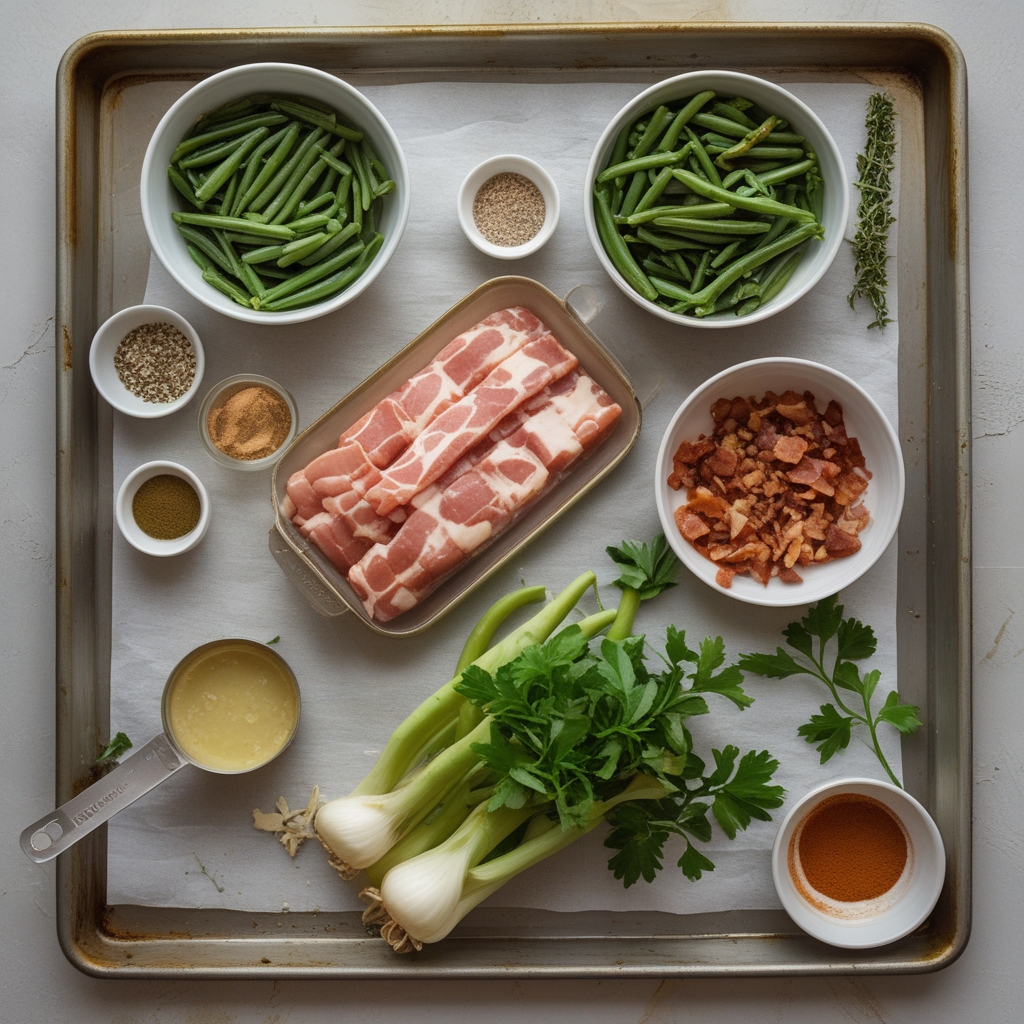 Ingredients for Bacon Loaded Green Bean Casserole – Easy Homemade Comfort Side Dish