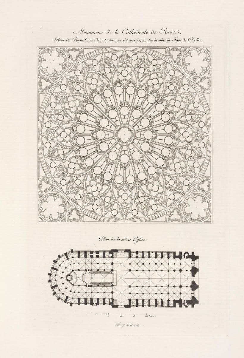 Monumens de la cathédrale de Paris Rose du portail méridional  Plan de la même é