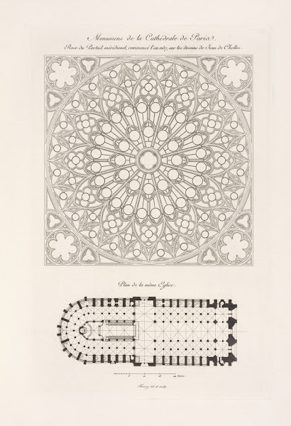Monumens de la cathédrale de Paris Rose du portail méridional  Plan de la même é