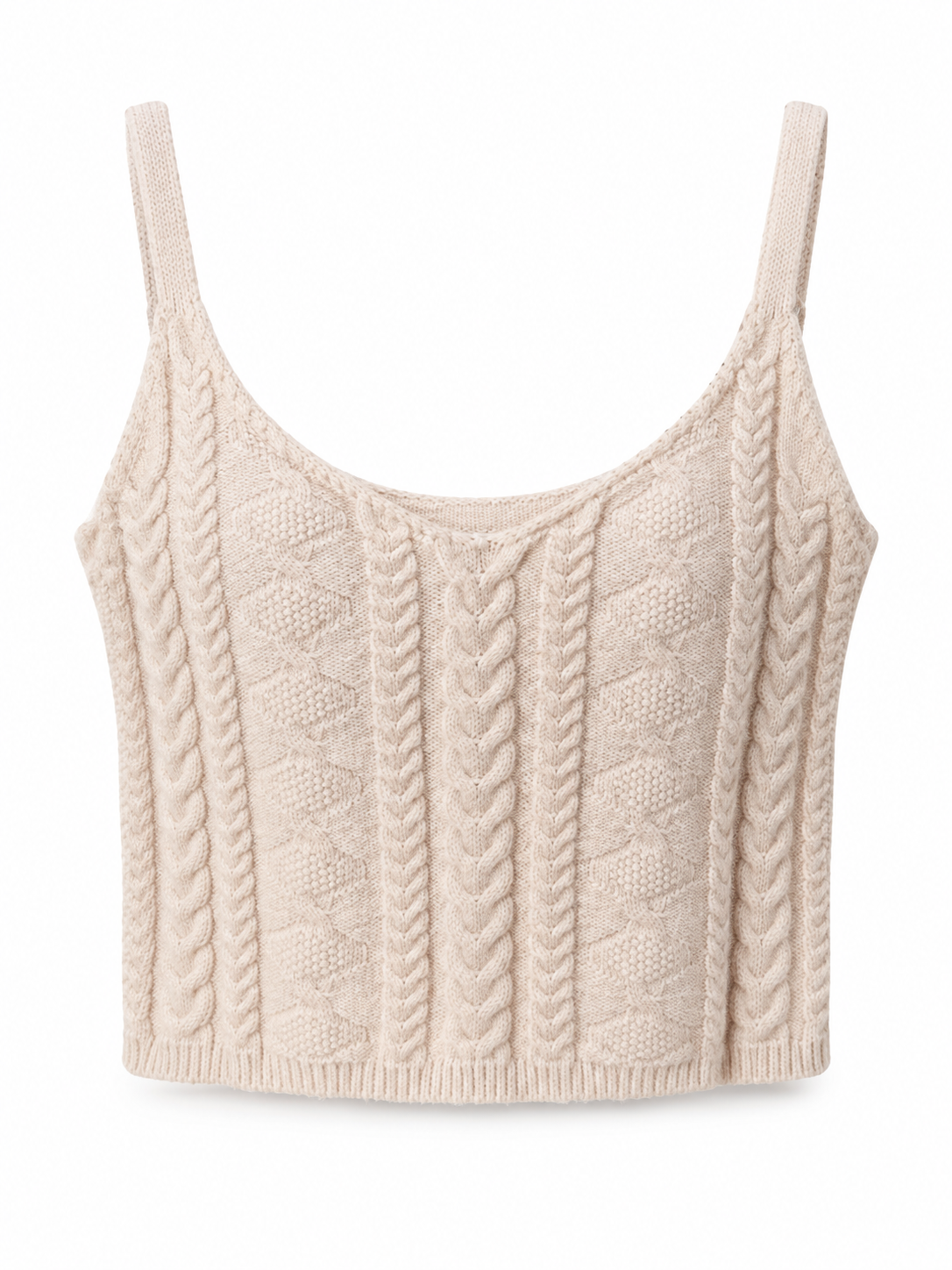 Dama - Maiou tricotat LI HAN SHENG JUN crem cu torsade - S/M