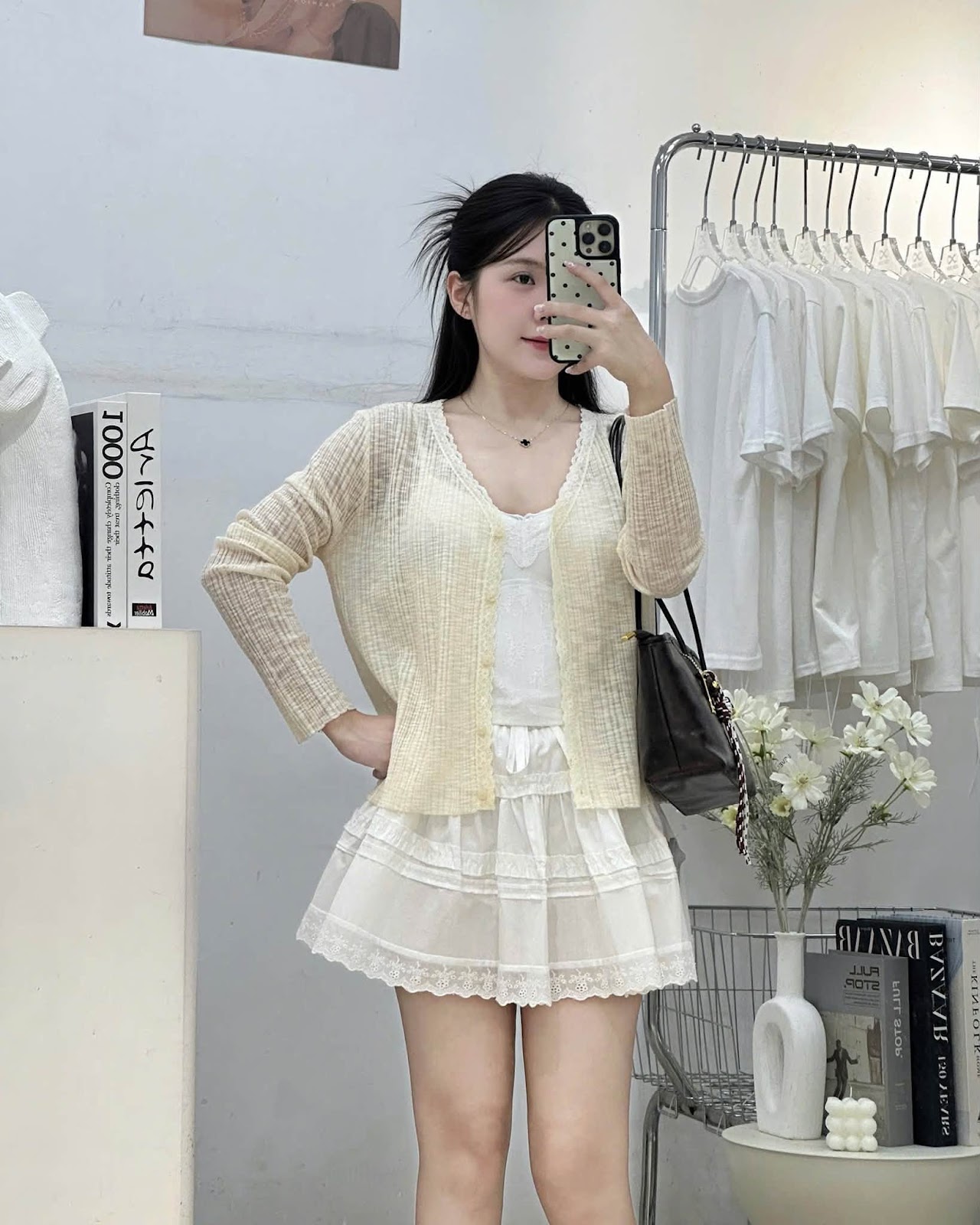 Áo khoác len cổ V viền ren XONXEN SHOP 8073 – Image 4