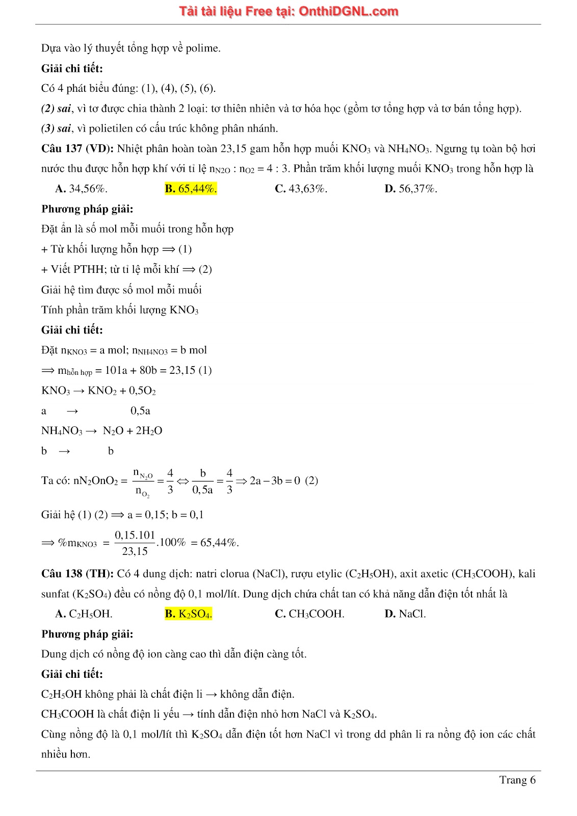 260 bài tập môn Hóa học - Ôn thi ĐGNL ĐHQG Hà Nội Phần 3