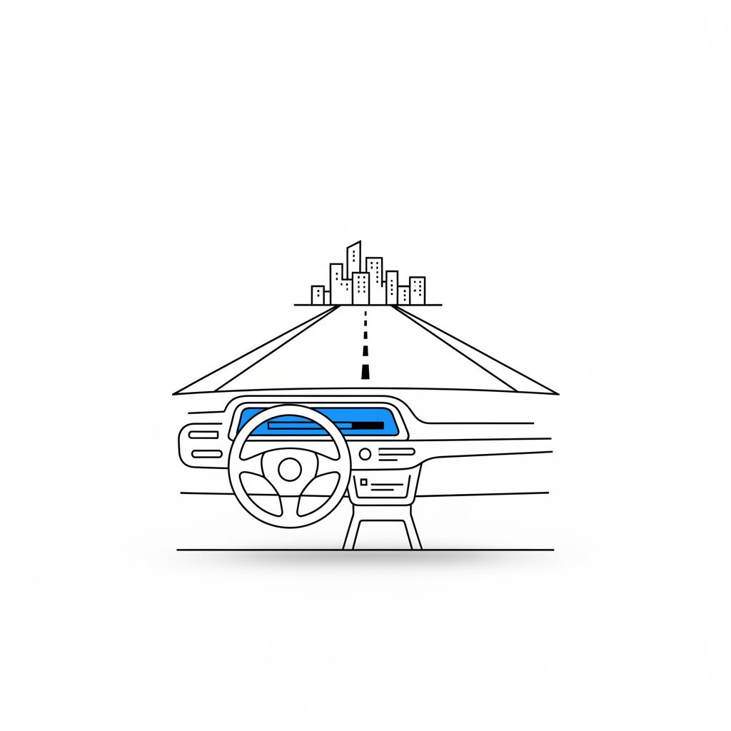 Minimalist 2D vector dashboard and road view for car evaluation in CarFax Deals style honda cr v for sale near me